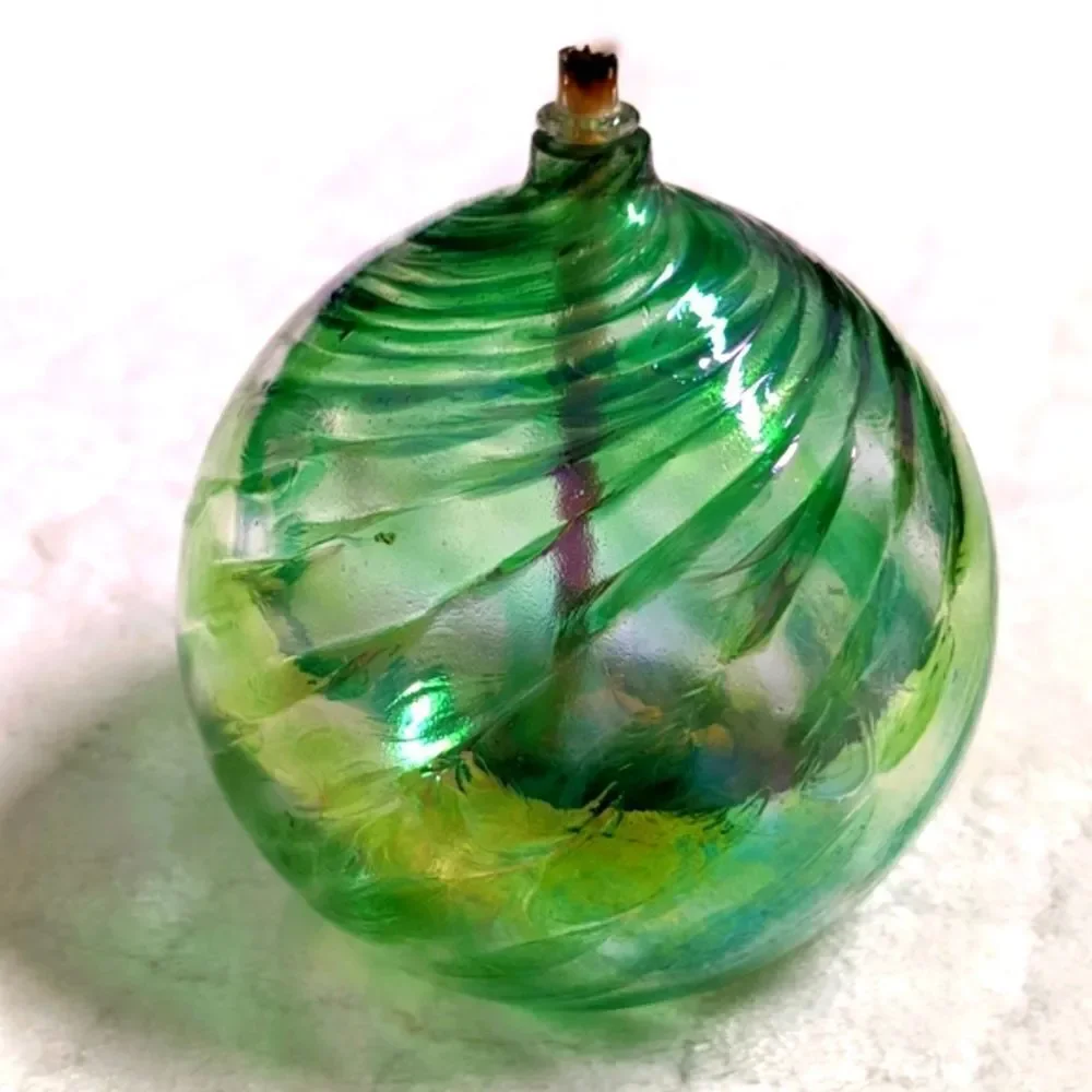 Vintage 1980's Artisan Made Glass Blown Oil Candle - Picture 5 of 7